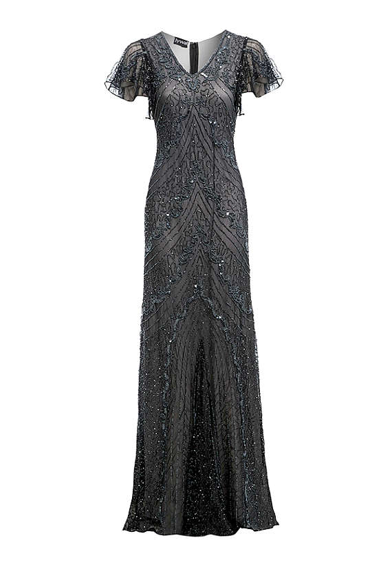 Angela, Grey Beaded Flapper Dress, 1920s Great Gatsby Style, Roaring ...