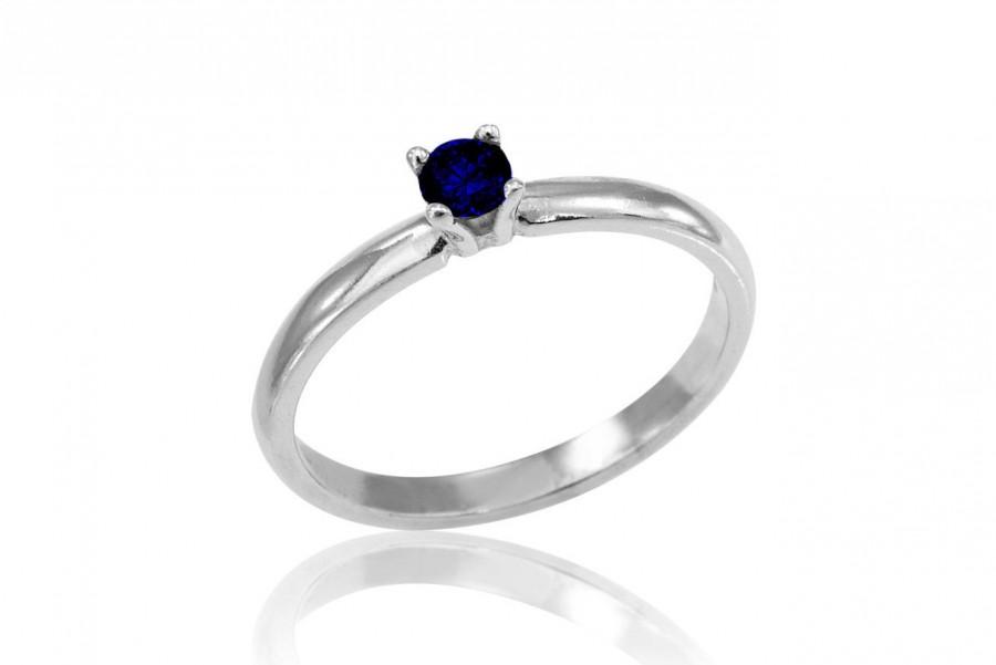 Sapphire Engagement Ring, 14K White Gold Sapphire Ring, Solitare ...