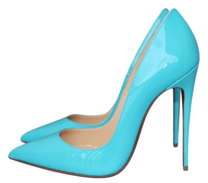 Christian Louboutin So Kate 120 Pigalle Pacific Blue Patent Pumps Shoes ...