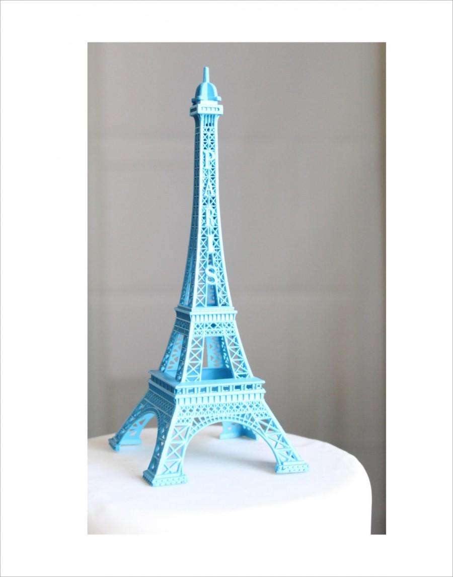 Blue Paris Eiffel Tower Cake Topper Centerpiece Decoration
