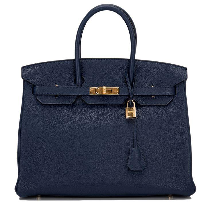Hermes Birkin Bag 35cm Blue Sapphire Clemence Gold Hardware #2716776 ...