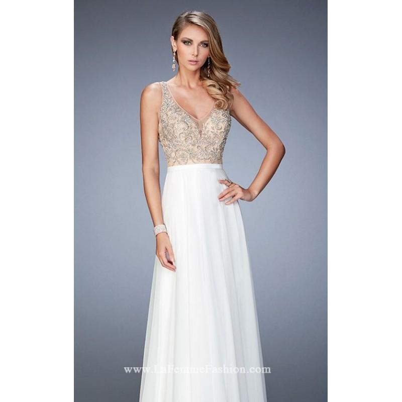 White Beaded Chiffon Gown By La Femme - Color Your Classy Wardrobe ...