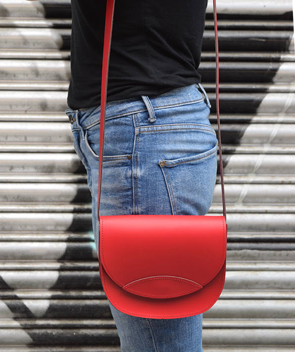 Red Leather Bag, Oval Leather Bag, Handmade Leather Bag, Leather ...