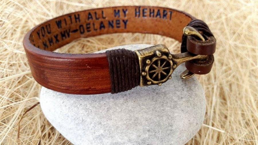 Father's Day Gifts ,Personalized Bracelet Leather Bracelet, Male ...