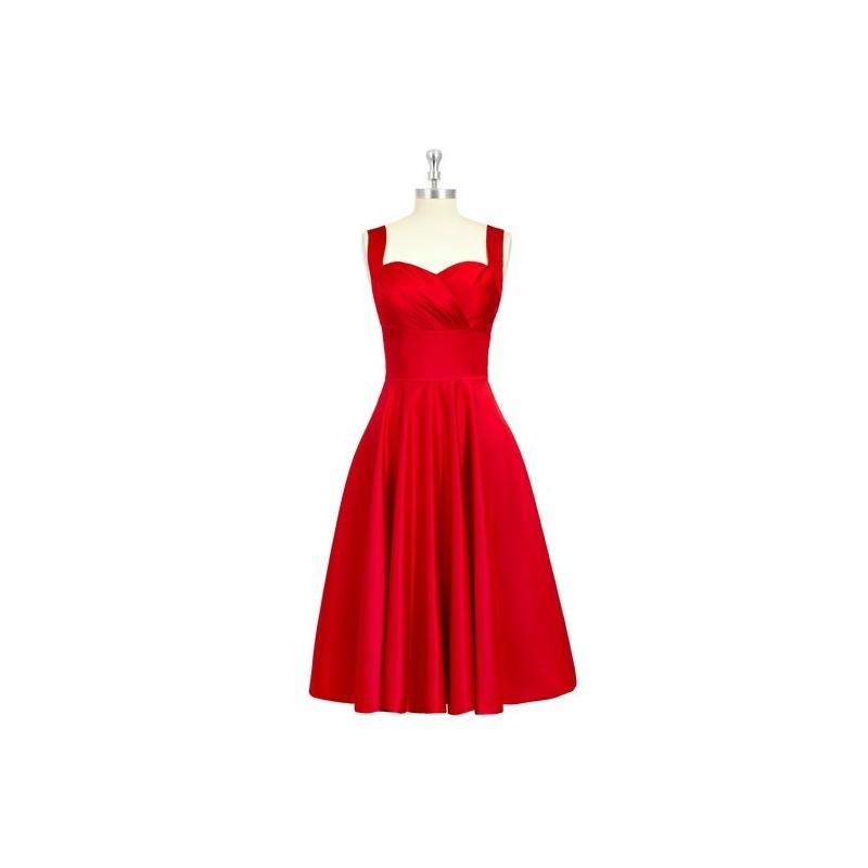 Red Azazie Amber - Sweetheart Back Zip Satin Knee Length Dress ...