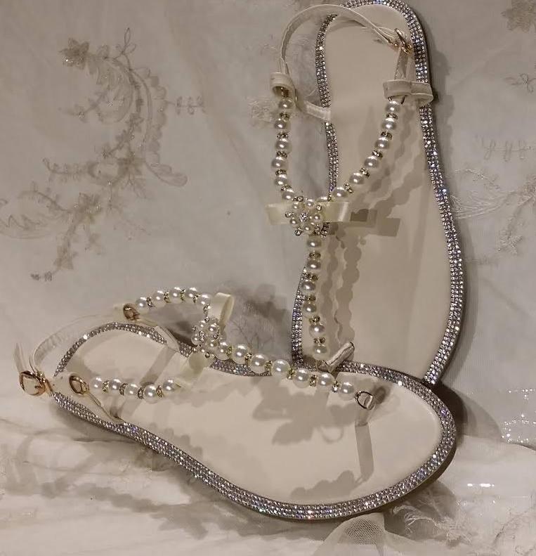 Ivory Wedding Sandals Ivory Bridal Sandals With Pearls And Crystals ...