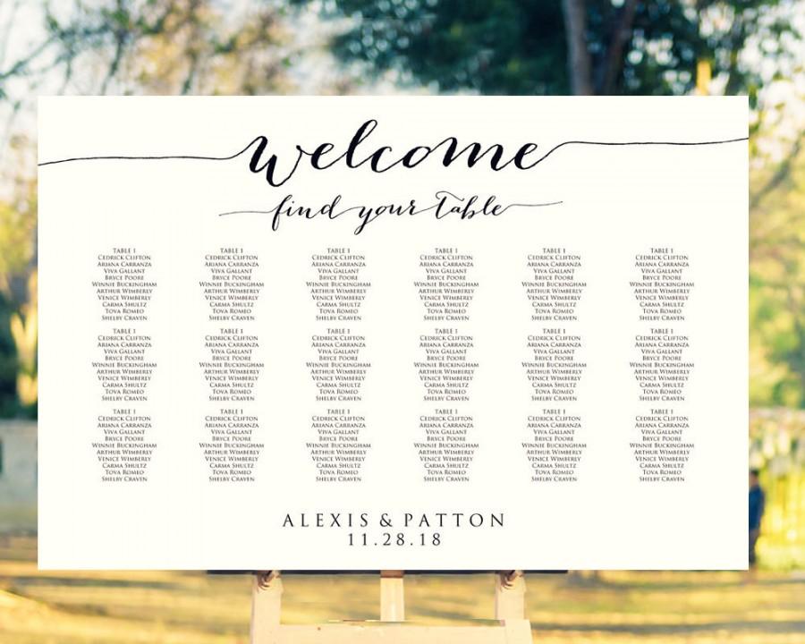 Welcome Wedding Seating Chart Template, What Size Is A Wedding Table Planner