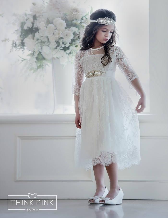 Flower Girl Dress, Flower Girl Lace Dresses, Country Lace Dress, Ivory ...