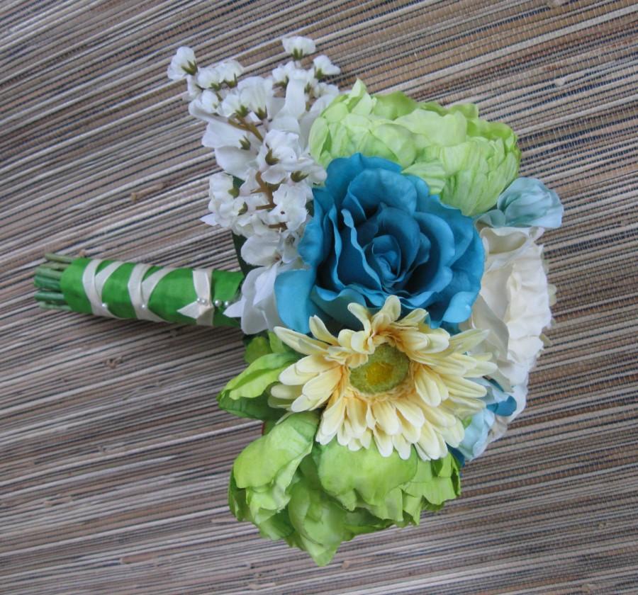 Silk Bridal Bouquet, Silk Flower Bouquet - Spring/Summer Wedding, Ivory ...