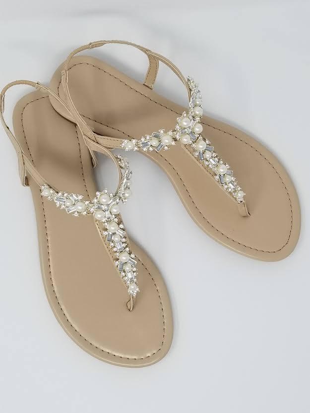 Ivory Wedding Sandals With Pearls And Crystals Ivory Bridal Sandals ...