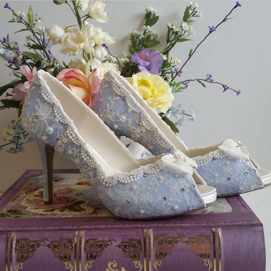 Something Blue Bridal Shoes .. Blue Lacy Wedding Shoes .. Comfortable ...
