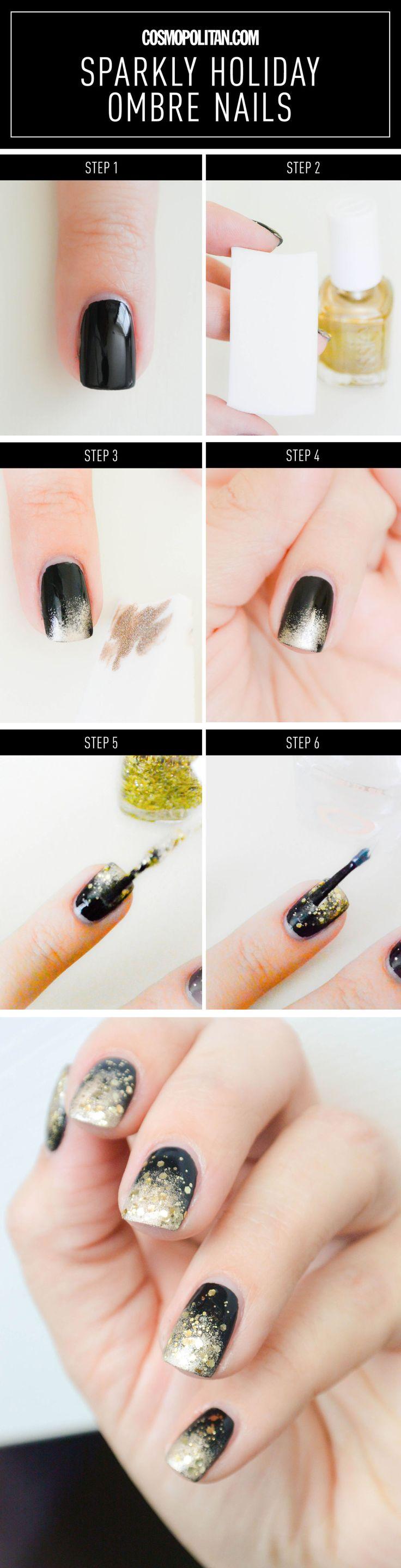 Nail Art How-To: Sparkly Black And Gold Ombré Mani #2811986 - Weddbook