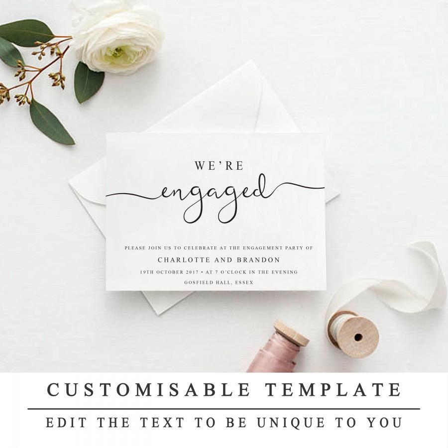 Print At Home Engagement Party Invitation Template, Printable We're ...