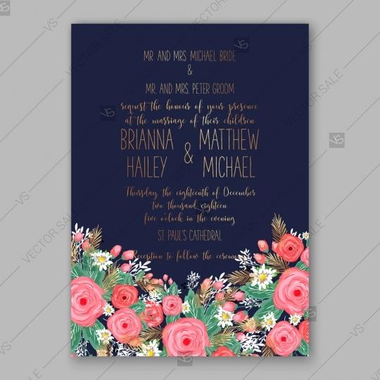 Pink Rose, Peony Wedding Invitation Card Dark Blue Background Mothers Day  Card #2840953 - Weddbook