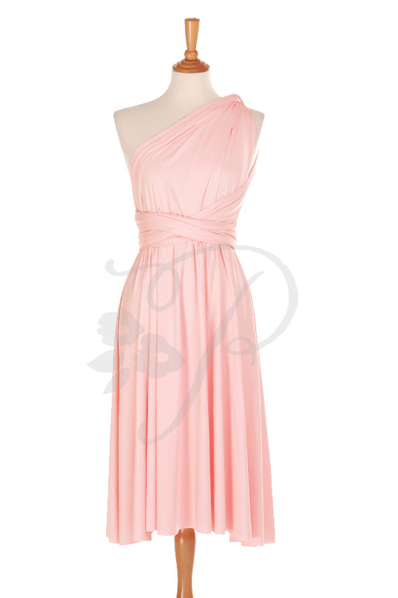 Short Straight Hem Bridesmaid Dress Infinity Dress Blush Knee Length ...