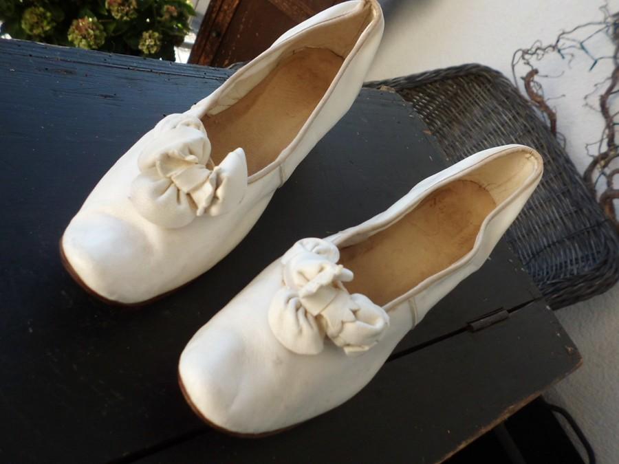 Edwardian Wedding Shoes Leather White White #2886792 - Weddbook