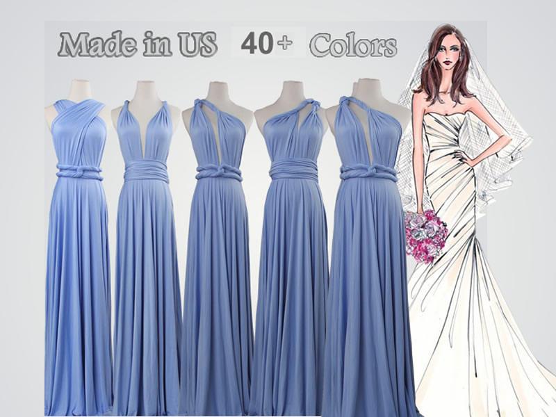 Dusty Blue Dress Long Bridesmaid Dress Infinity Bridesmaid Dress Long ...