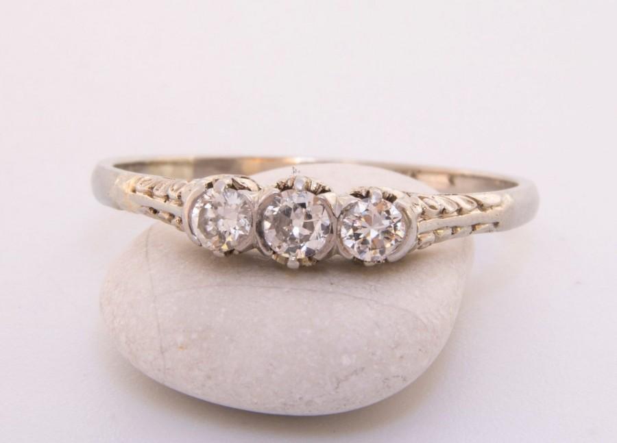 Fleur De Lys Diamond Engagement Ring, Antique French Diamond Engagement ...