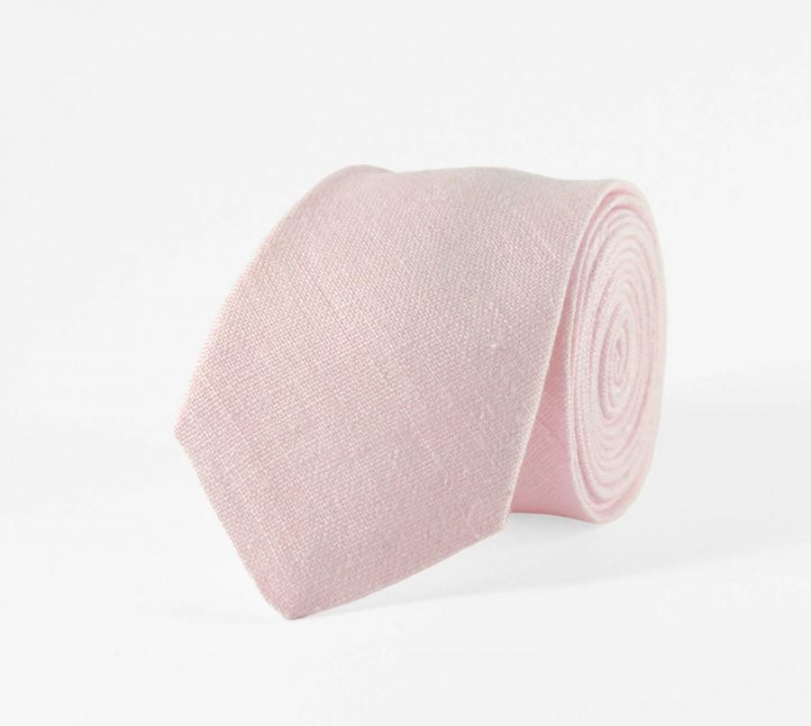 Blush Pink Wedding Necktie For Groomsmen Made From Eco-friendly Linen ...