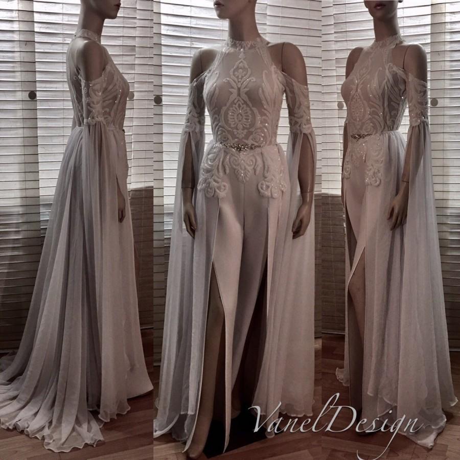 Jumpsuit Wedding Dress Bridal Bridesmaid Prom Bodysuit Detachable ...