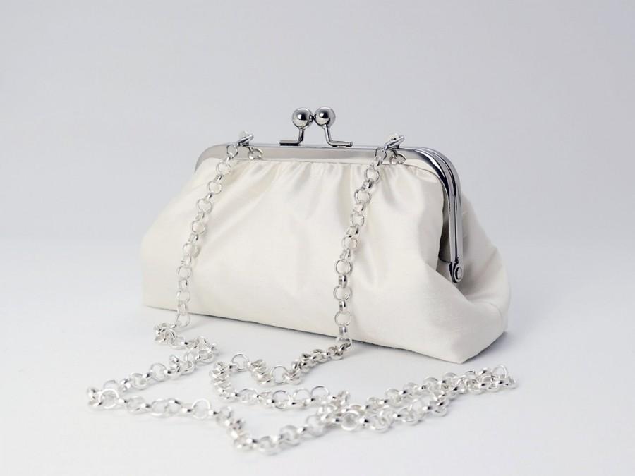 Small Silk Bridal Bag With Chain & Temple Clasp In 50s Vintage Style ...