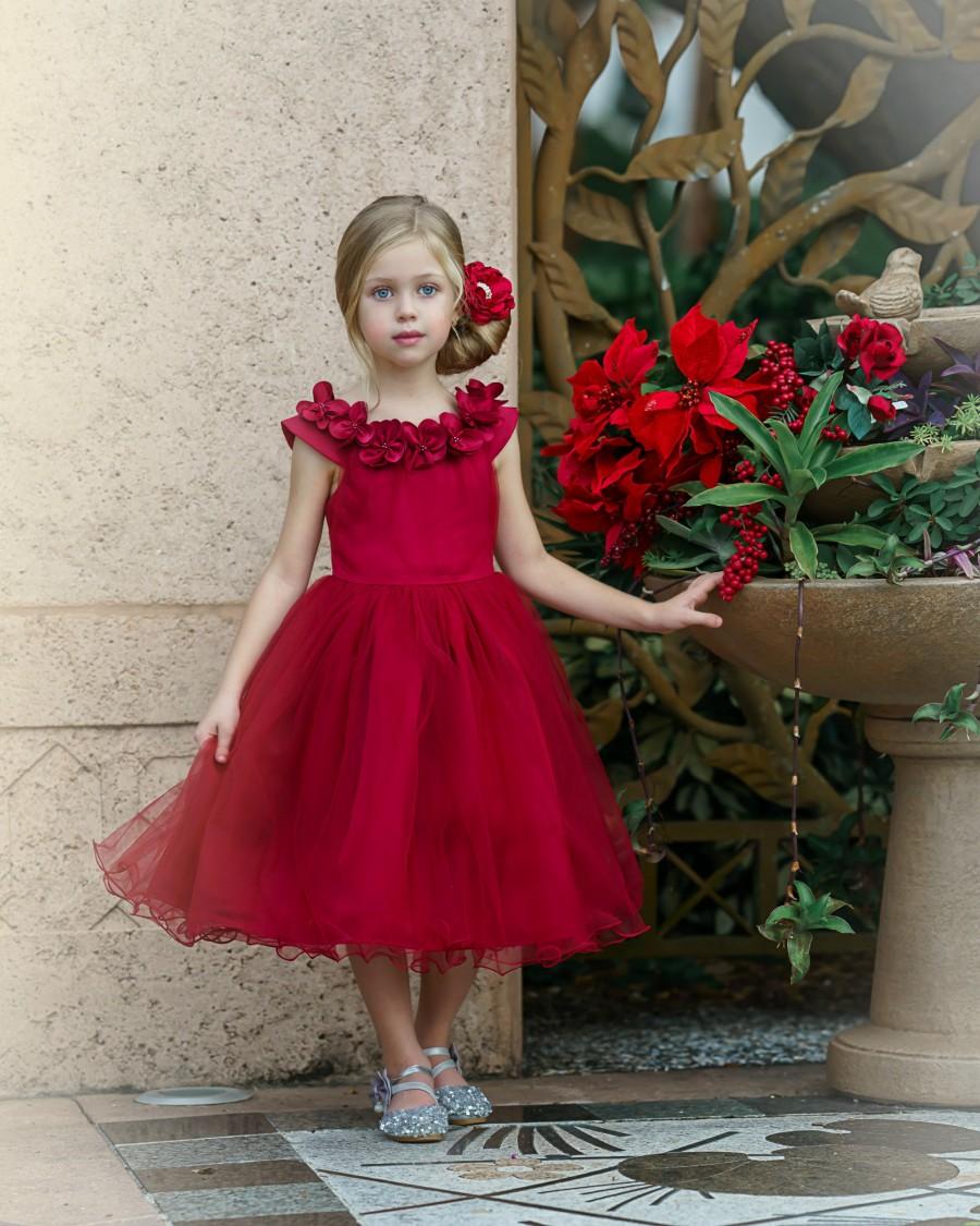 Red Flower Girl Dress, Red Christmas Dress, Tulle Flower Girl Dresses ...