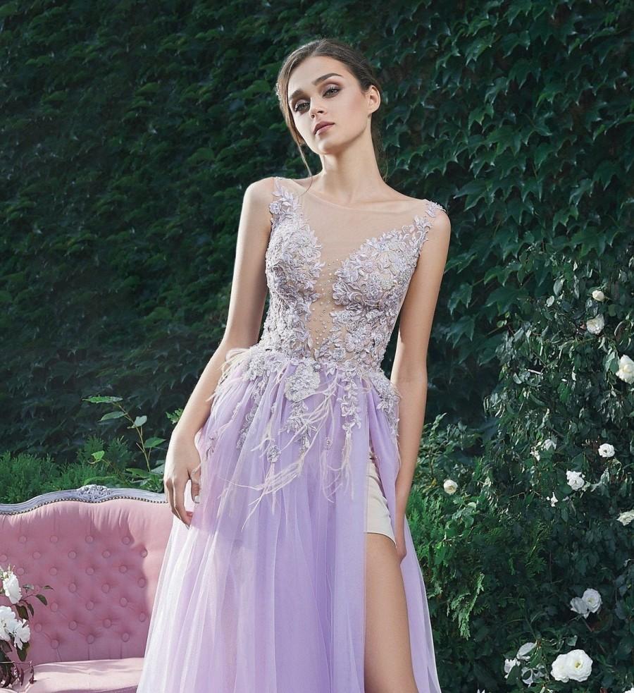 Purple Dress Tulle Dress Prom Dress Long Embroidered Dress Alternative ...