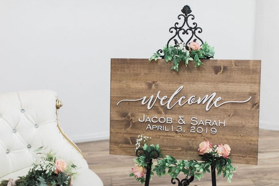 Wedding Welcome Sign, Wedding Sign, Rustic Wood Sign, Wedding Signage ...