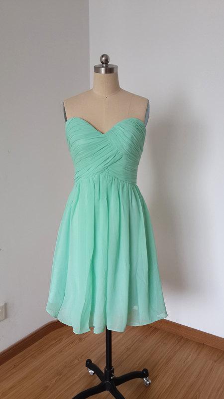 2015 Popular Sweetheart Mint Chiffon Short Bridesmaid Dress #2971966 ...