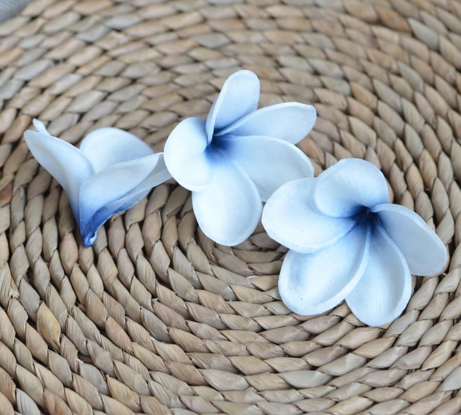 Navy Blue Center Plumerias Natural Real Touch Flowers Frangipani Heads ...