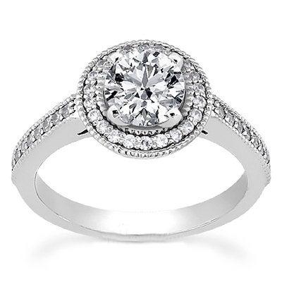 Engagement Ring DiamondVintage 1.00CT Diamond Engagement Halo Ring ...