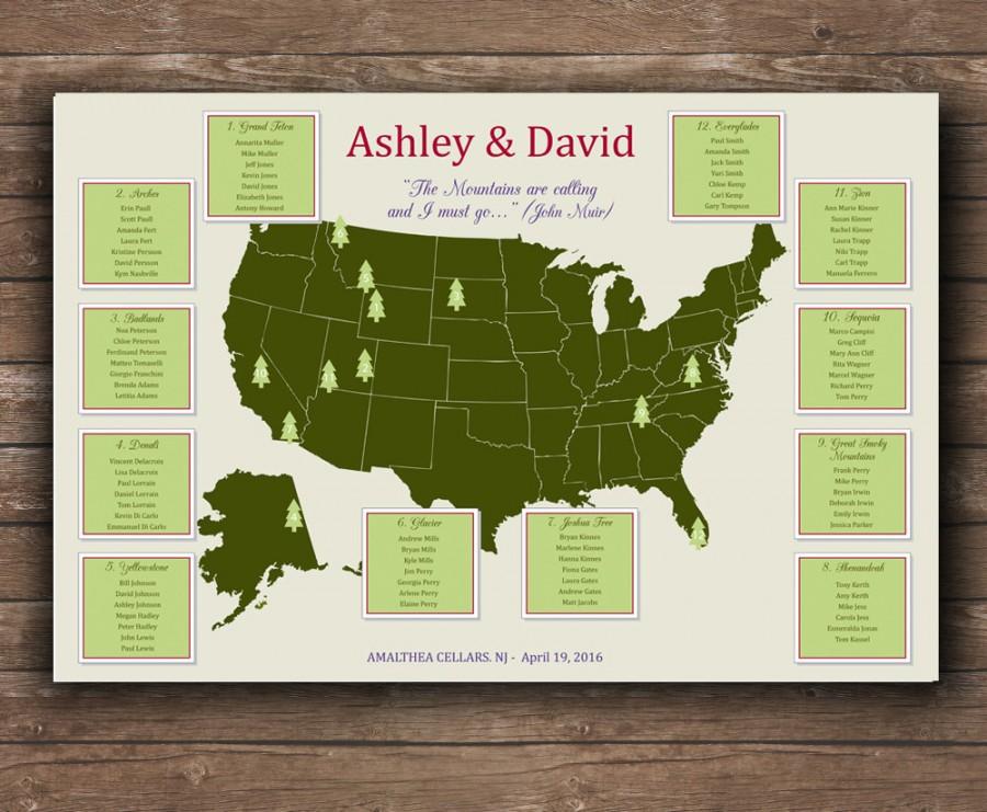 US National Parks Wedding Seating Chart - UNIQUE Seating Plan ...