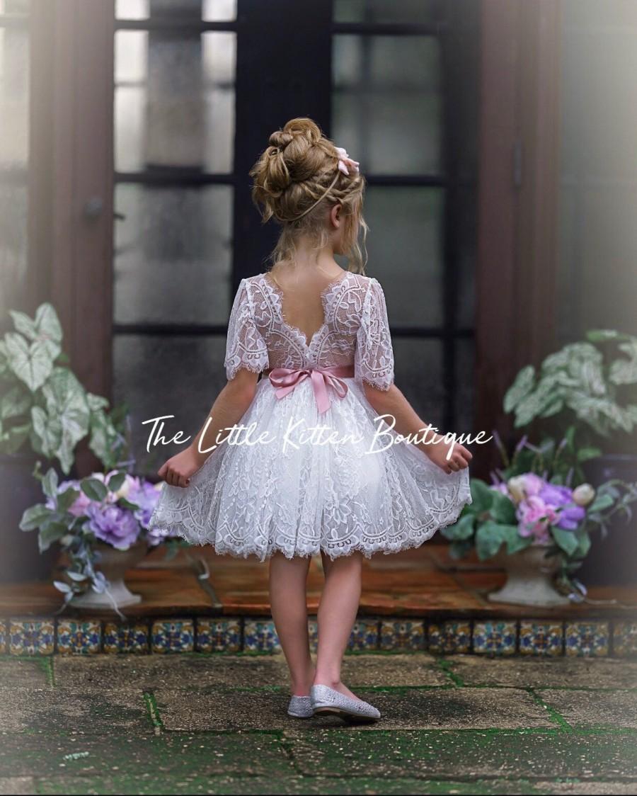 Flower Girl Dress, Bohemian Flower Girl Dress, Rustic Flower Girl Dress ...