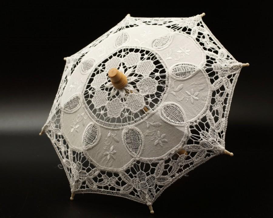 Mini Lace Parasol Wedding In White Or Ivory, 11.5