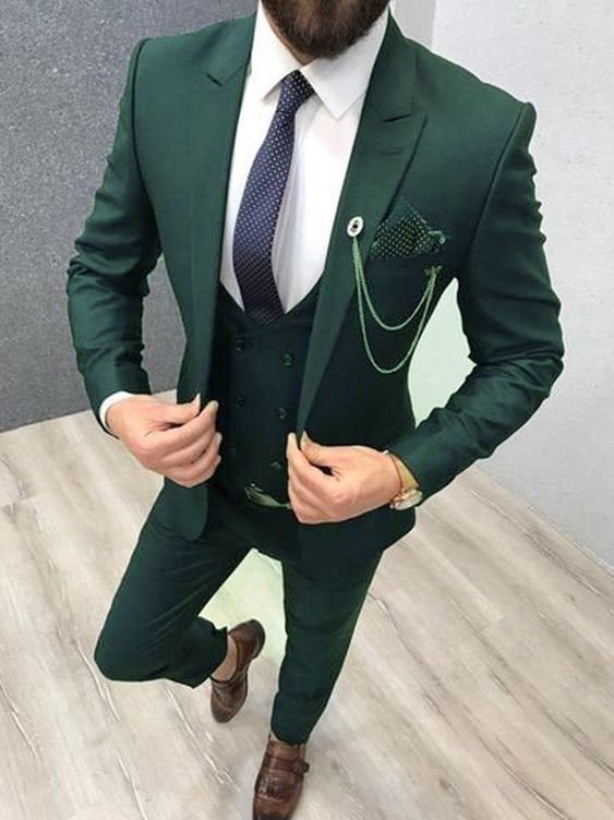 Mens Suit Formal Fashion Green Tuxedo Suits 3 Piece Suit Slim Fit Suits ...
