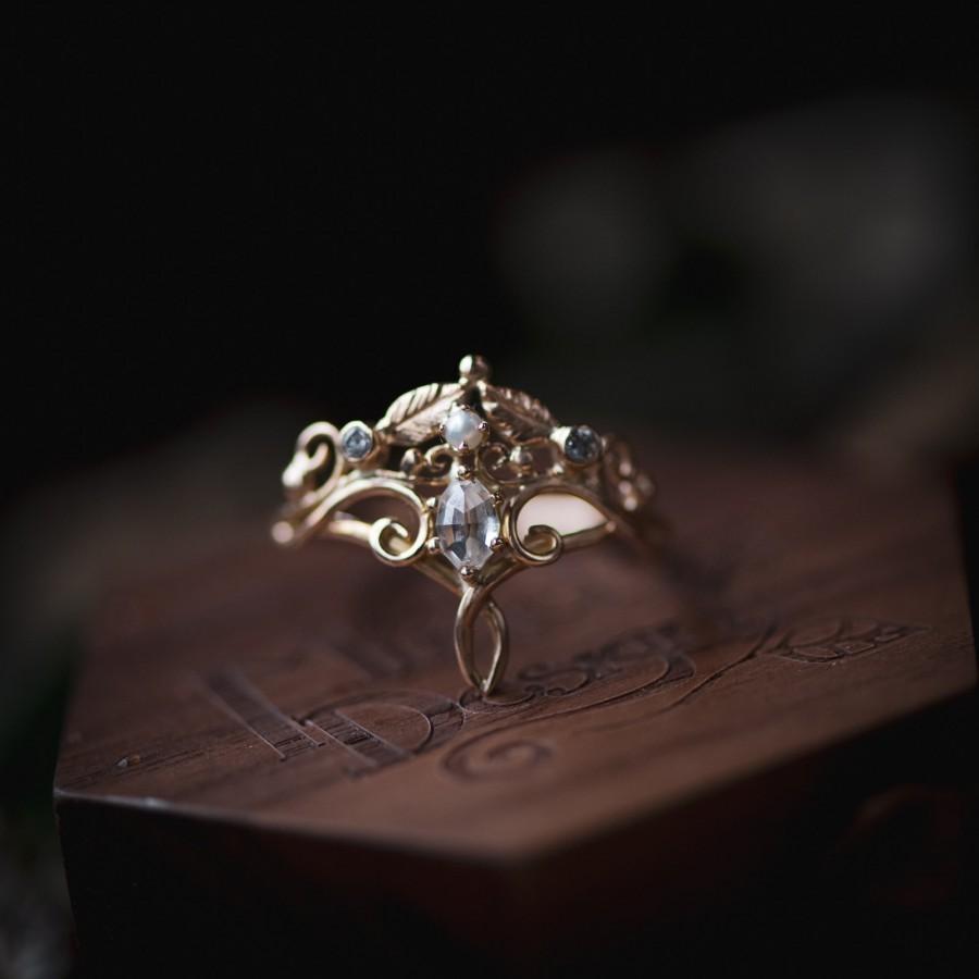 The Dreamer II - Rose Cut Geometric Oval Elvish Tiara Engagement Ring ...
